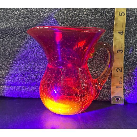Miniature Blenko Handblown Crackle Glass Pitcher Vintage - Picture 5 of 9